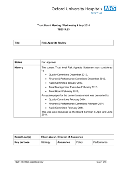 Risk Appetite Review - Oxford University Hospitals