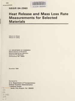 Heat release and mass loss rate measurements for selected materials