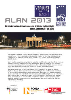 First International Conference on Artificial Light at