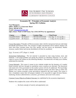 Economics 50 &minus; Principles of Economic Analysis Spring 2011 Syllabus