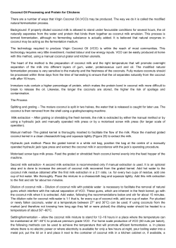 Coconut Oil Processing and Protein for Chickens