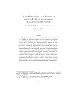 On the characterization of the entropy associated with infinite