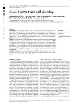 Brain tumor stem cell dancing - Annali dell`Istituto Superiore di Sanità
