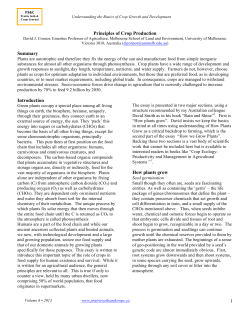 1 Principles of Crop Production Summary Introduction How plants
