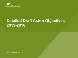 Draft Aston objectives 2015-2016 Delivering the