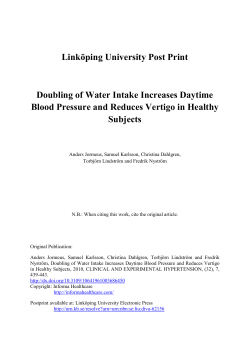 Doubling of Water Intake Increases Daytime Blood Pressure