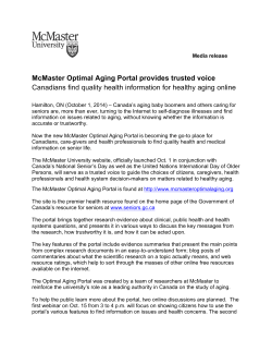 McMaster Optimal Aging Portal Media Release