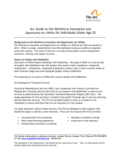 Arc Guide to the Workforce Innovation and Opportunity Act (WIOA