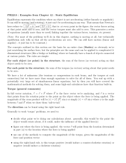 PH2213 : Examples from Chapter 12 : Static Equilibrium Equilibrium