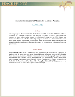 Kashmir: the Prisoner`s Dilemma for India and Pakistan
