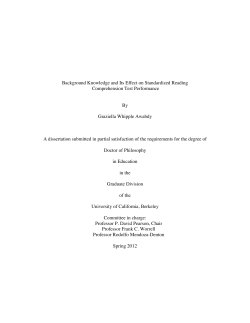 Background Knowledge and Its Effect on Standardized Reading