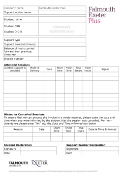 Company name Falmouth Exeter Plus Support worker name Student