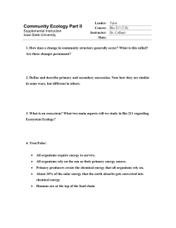 Community Ecology Part II