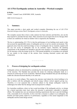 AS 1170.4 Earthquake actions in Australia—Worked examples