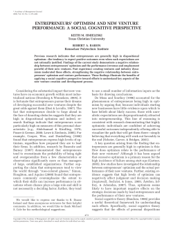 entrepreneurs` optimism and new venture performance: a social