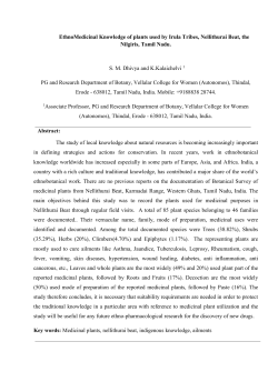 EthnoMedicinal Knowledge of plants used by Irula Tribes, Nellithurai