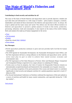 The State of World`s Fisheries and Aquaculture 2016
