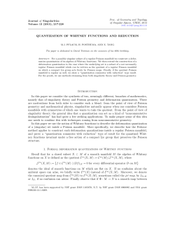 QUANTIZATION OF WHITNEY FUNCTIONS AND REDUCTION