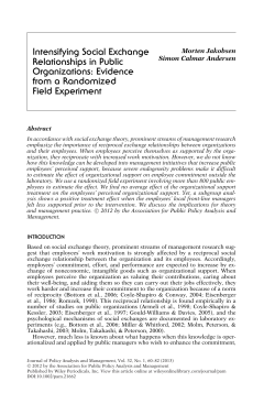Intensifying Social Exchange Relationships in Public Organizations