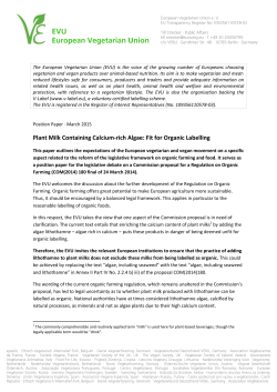 Plant Milk Containing Calcium-rich Algae: Fit for Organic Labelling