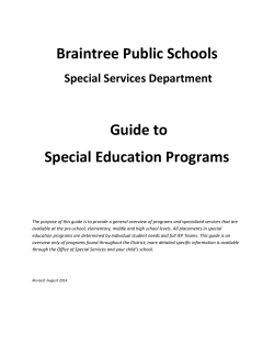Braintree Public Schools Special Services Department
