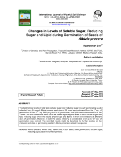 Changes in Levels of Soluble Sugar, Reducing Sugar and Lipid