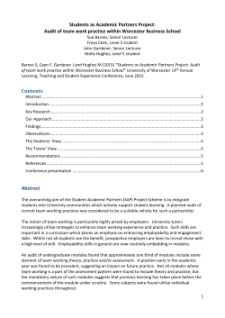 Audit of Team Working Practice within WBS