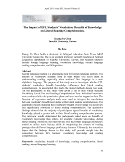 The Impact of EFL Students` Vocabulary Breadth of Knowledge on