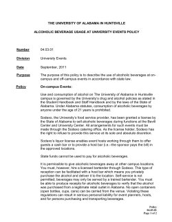 Alcoholic Beverage Usage at University Events Policy