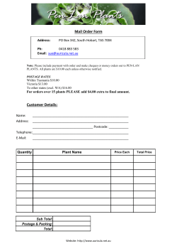 PEN-LAN PLANTS Order Form