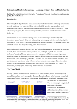 International Trade in Technology &ndash; Licensing of Know