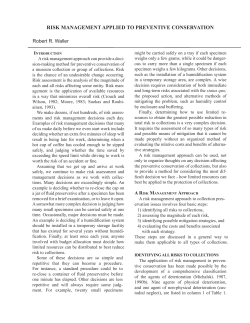 risk management applied to preventive conservation