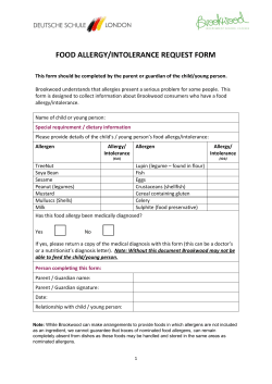 food allergy/intolerance request form