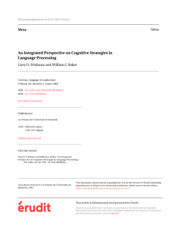 An Integrated Perspective on Cognitive Strategies in