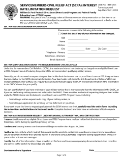 Servicemembers Civil Relief Act: Interest Rate Limitation