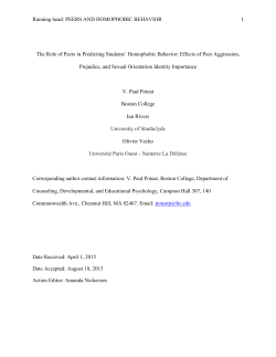 Running head: PEERS AND HOMOPHOBIC BEHAVIOR 1 The Role