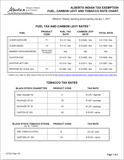 AITE - Fuel Tax, Carbon Levy and Tobacco Tax Rate Chart