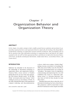 Organization Behavior and Organization Theory
