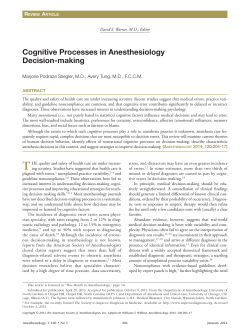 Cognitive Processes in Anesthesiology Decision-making