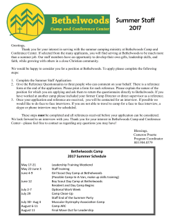 Summer Staff 2017 - Bethelwoods Camp
