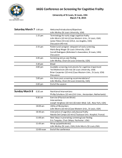 IAGG Conference on Screening for Cognitive Frailty