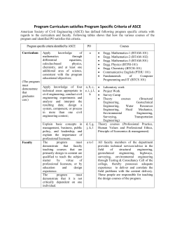 Program Curriculum satisfies Program Specific Criteria of ASCE