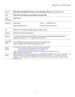 IEEE 802.16 Working Group Minutes of Session #88
