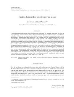 Markov chain models for extreme wind speeds