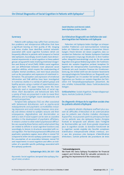 On Clinical Diagnostics of Social Cognition in Patients with Epilepsies*