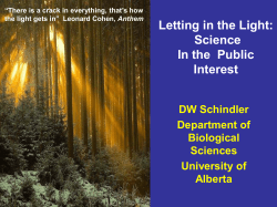 Letting in the Light: Science In the Public Interest