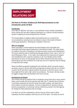 Sick Note to Fit Note &ndash; Guidance for RCN Representatives on the