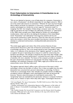 From Cybernation to Interaction: A Contribution to an Archeology of