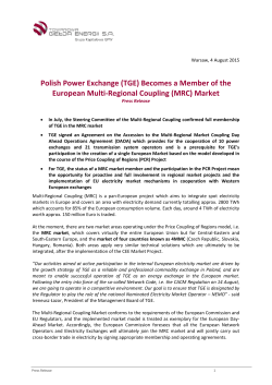 Becomes a Member of the European Multi-Regional Coupling