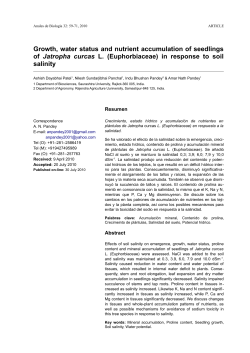 Growth, water status and nutrient accumulation of seedlings of